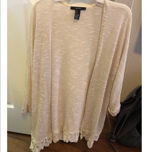 Cream long lace cardigan